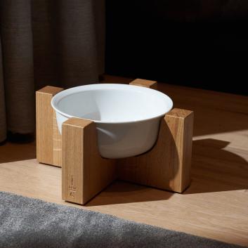 KPM x Cloud7 Elevated Dog Bowl with Wooden Stand